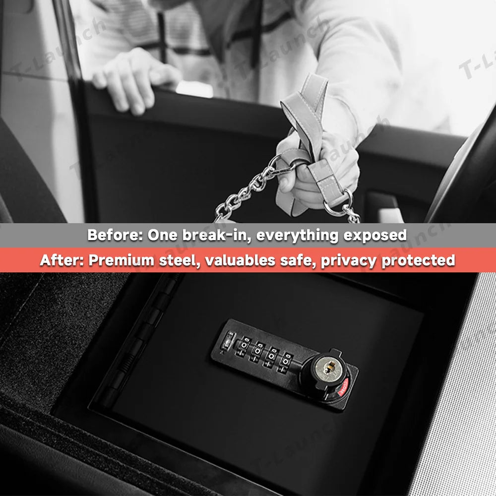 Anti-Theft Center Console Safe LockBox for Tesla Model Y Juniper 2025+ / Model 3 Highland 2024+ - T-Launch