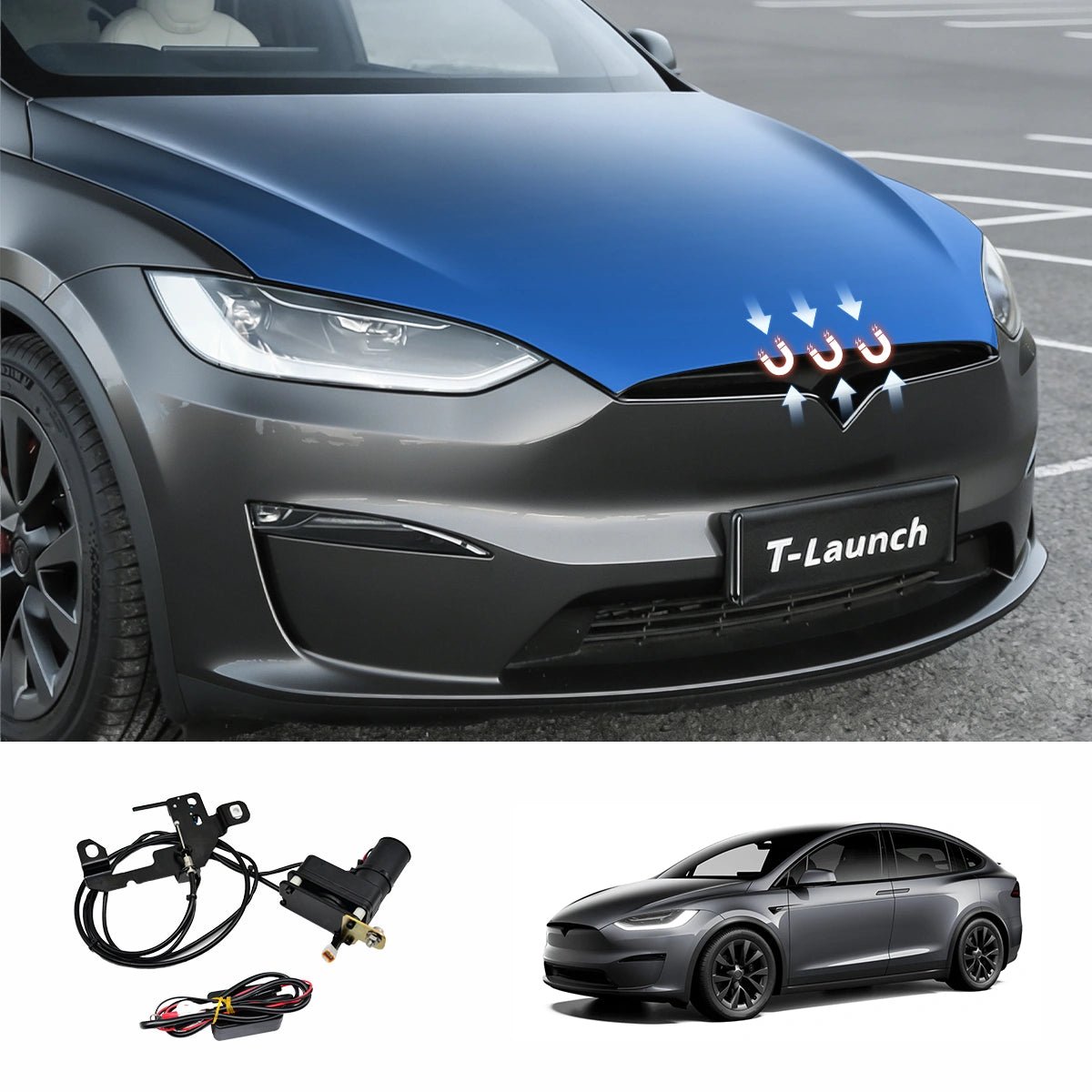 Automatic Soft-Close Electric Suction Frunk Lock Kit for Tesla Model 3 / Y / S / X (2019+) - T-Launch