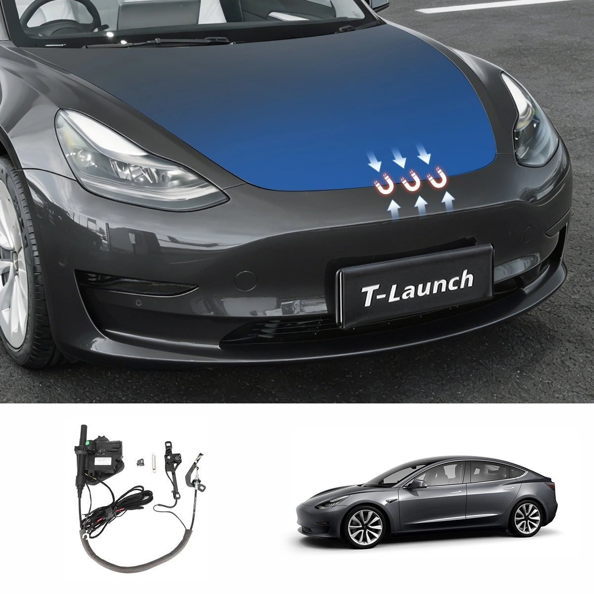 Automatic Soft-Close Electric Suction Frunk Lock Kit for Tesla Model 3 / Y / S / X (2019+) - T-Launch