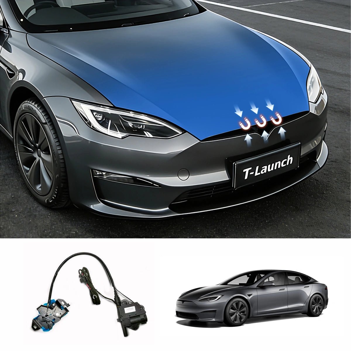 Automatic Soft-Close Electric Suction Frunk Lock Kit for Tesla Model 3 / Y / S / X (2019+) - T-Launch