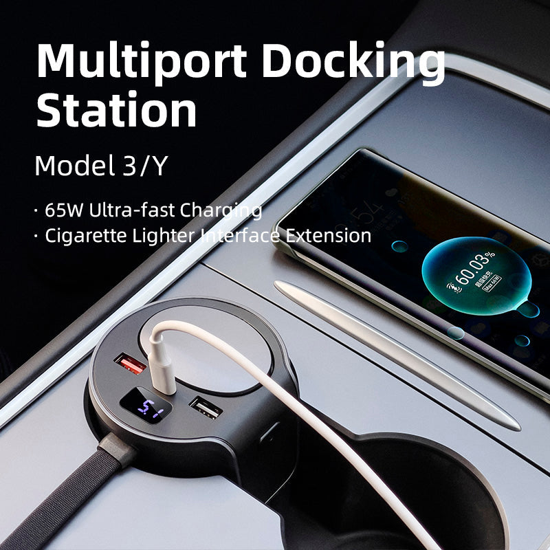 Tesla Model3/Y Center Konsole Docking Station USB Hub 65W Schnell Chargi –  TESLAUNCH