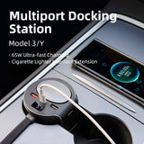 Model3/Y Center Console Docking Station USB Hub 65W Fast Charging for Tesla