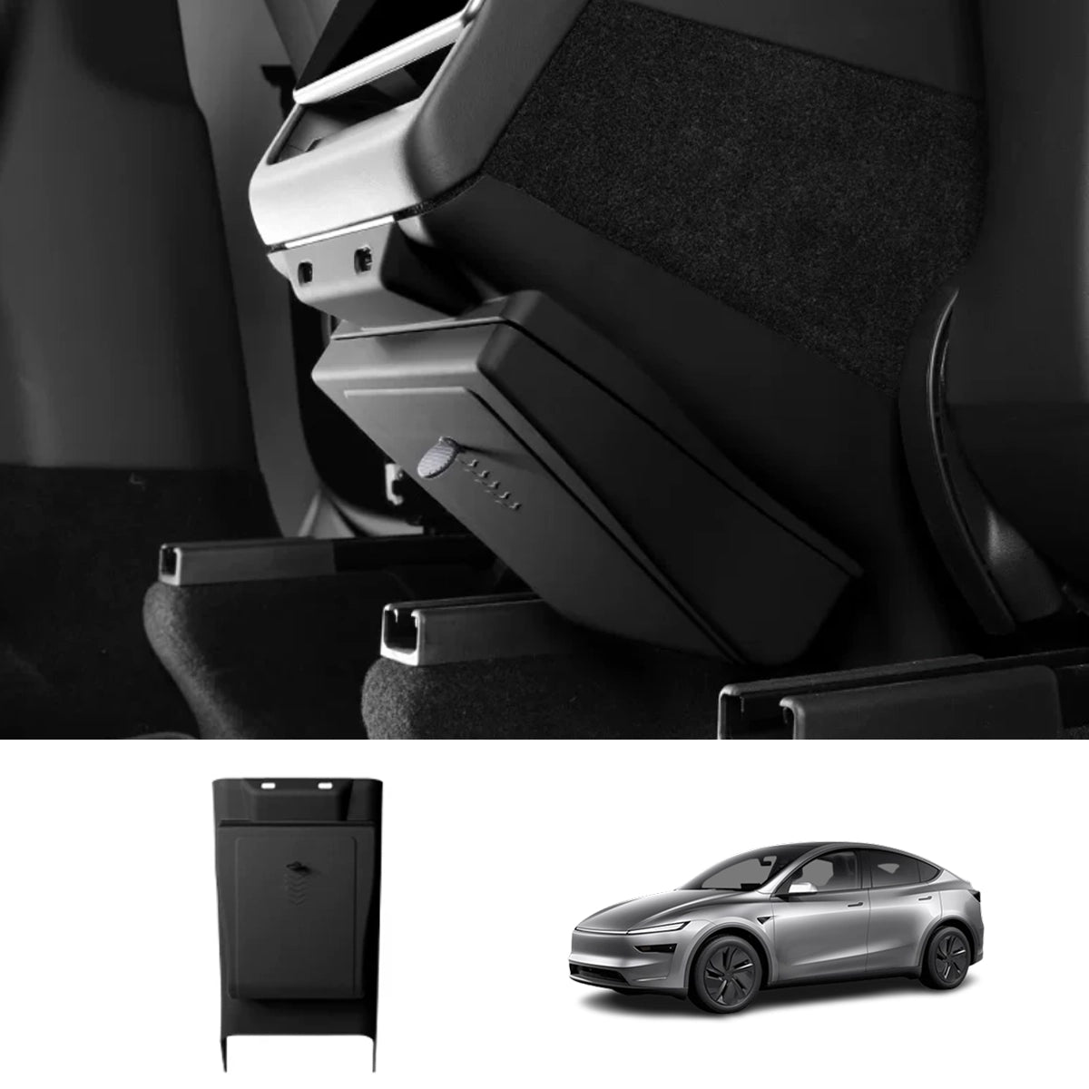Rear Console Anti-Kick Panel Storage Box for Tesla Model 3/Y 2024+