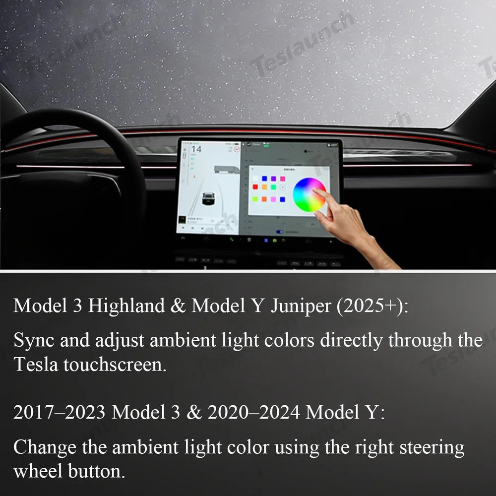 Blind Spot Detection (BSD) Smart Ambient Light for Tesla Model Y/3 (2017–2025+) - T-Launch