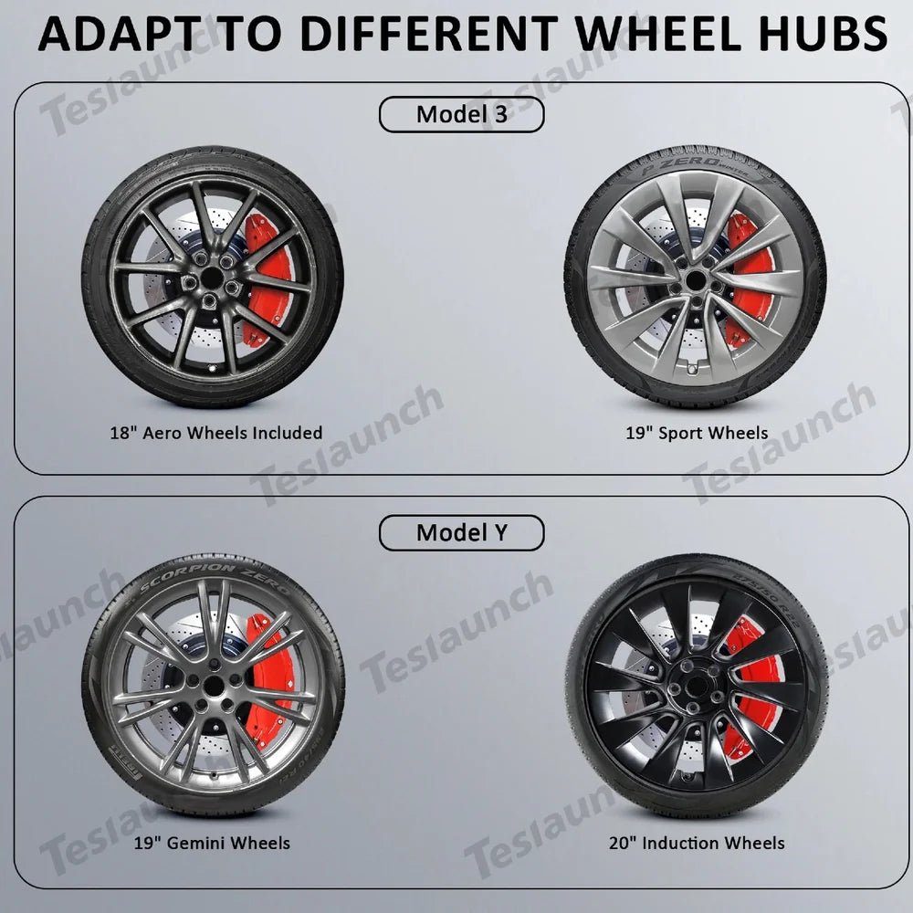 Brake Caliper Covers (4Pcs) for Tesla Model 3/Y/S/X/Cybertruck - T-Launch