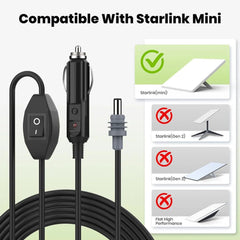 Car Charger to DC Cable with Switch for Starlink Mini (10ft/3M) - T-Launch