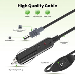 Car Charger to DC Cable with Switch for Starlink Mini (10ft/3M) - T-Launch