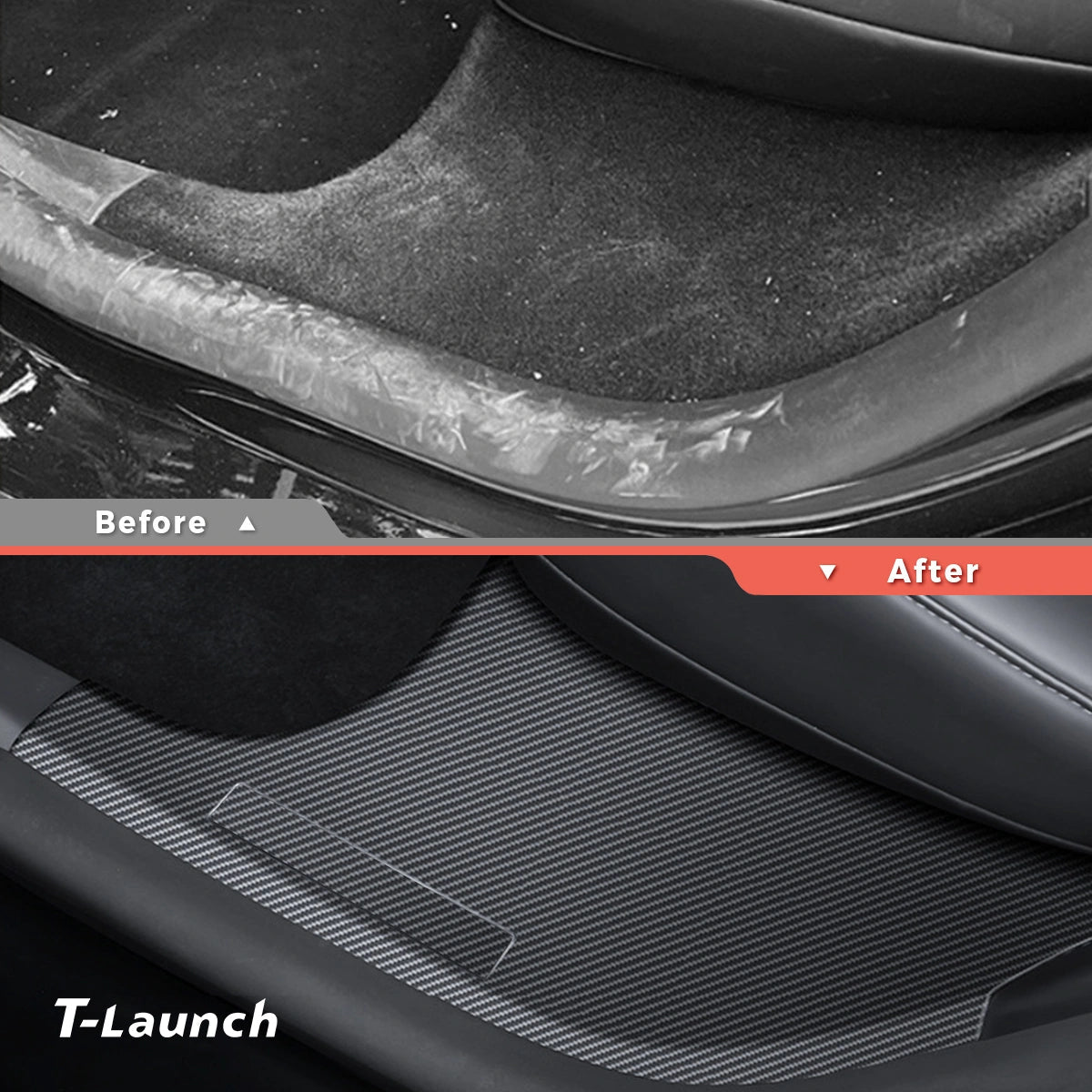 Carbon Fiber Color Door Sill Protector + Trunk Sill Protector for Tesla Model Y 2021-2024 - T-Launch