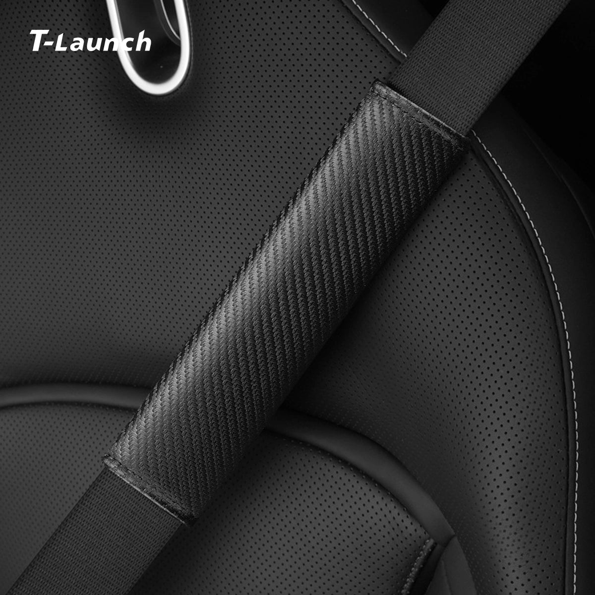 Carbon Fiber Style Seat Belt Shoulder Pad - Universal Fit for All Cars - T-Launch