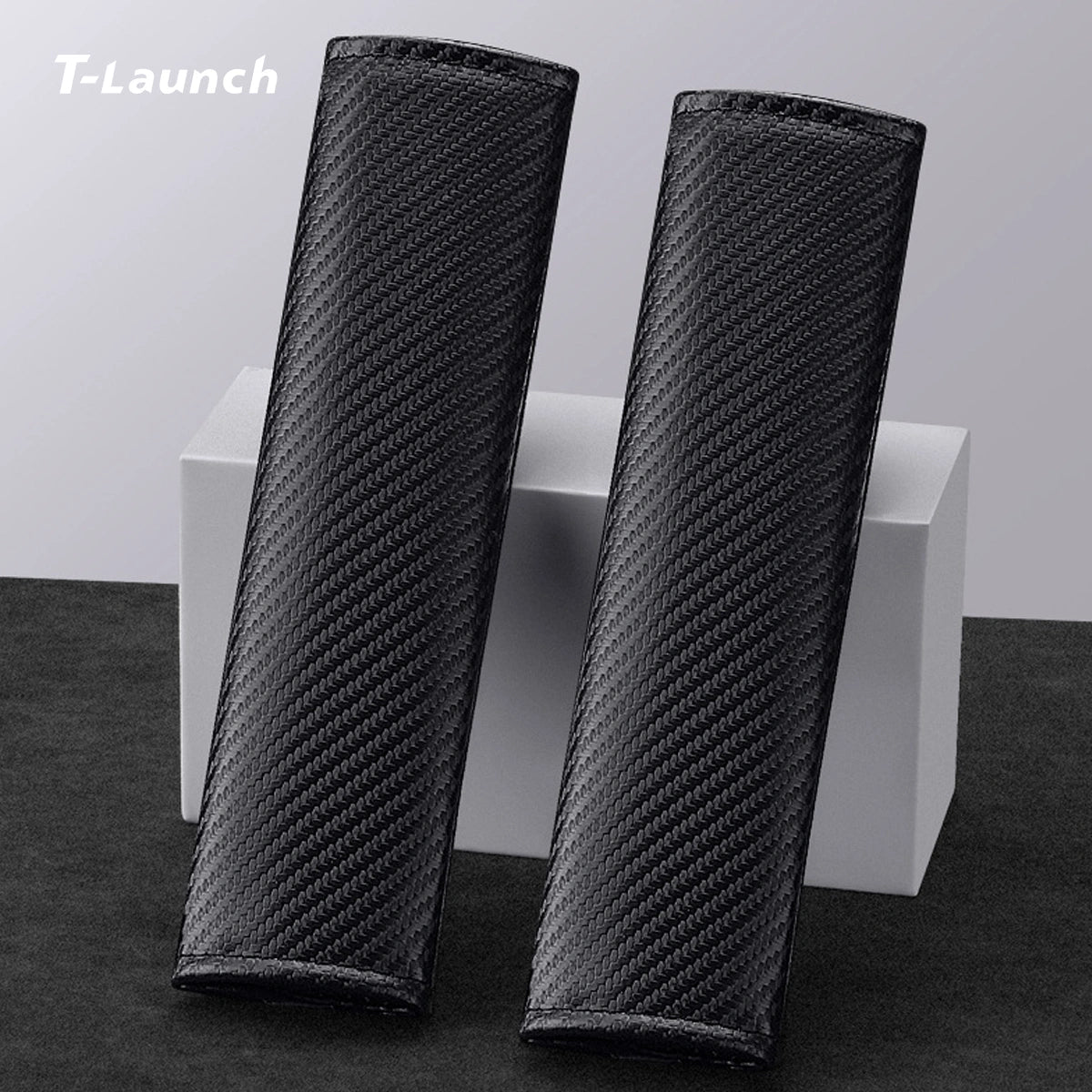 Carbon Fiber Style Seat Belt Shoulder Pad - Universal Fit for All Cars - T-Launch