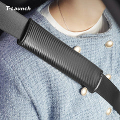 Carbon Fiber Style Seat Belt Shoulder Pad - Universal Fit for All Cars - T-Launch