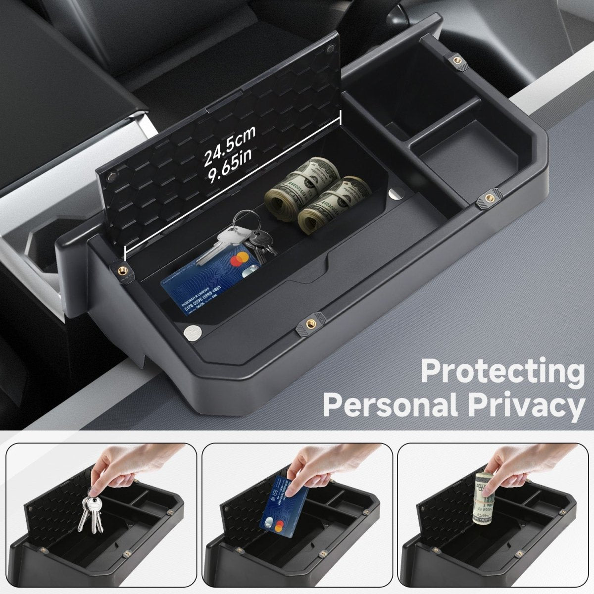 Center Console Behind Screen Storage Box for Cybertruck - T-Launch