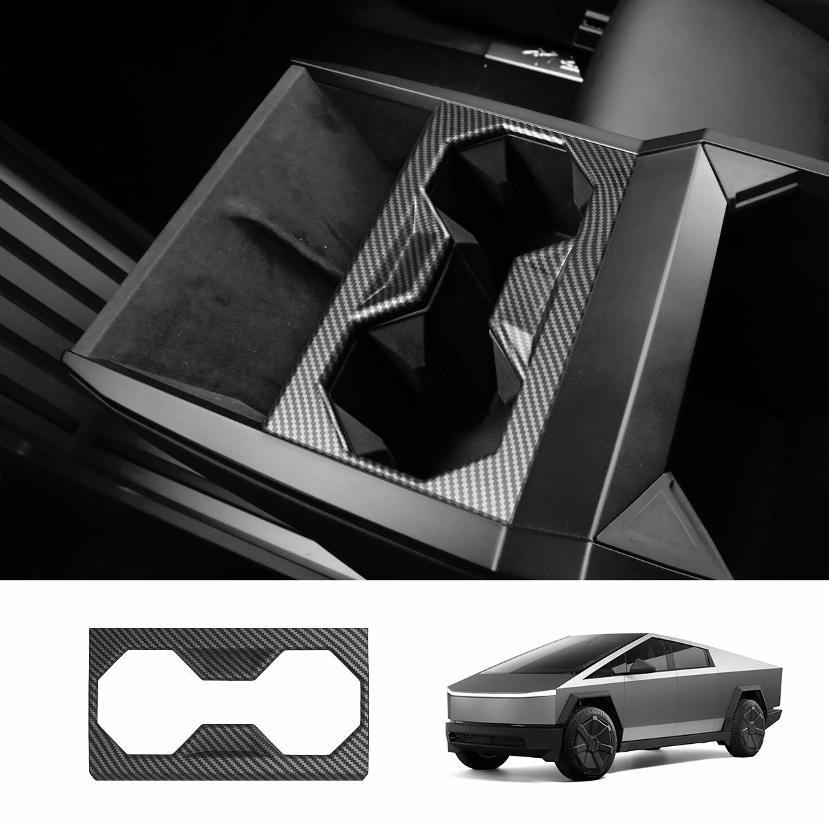 Center Console Cup Holder Frame Trim Cover Panel for Cybertruck - T-Launch