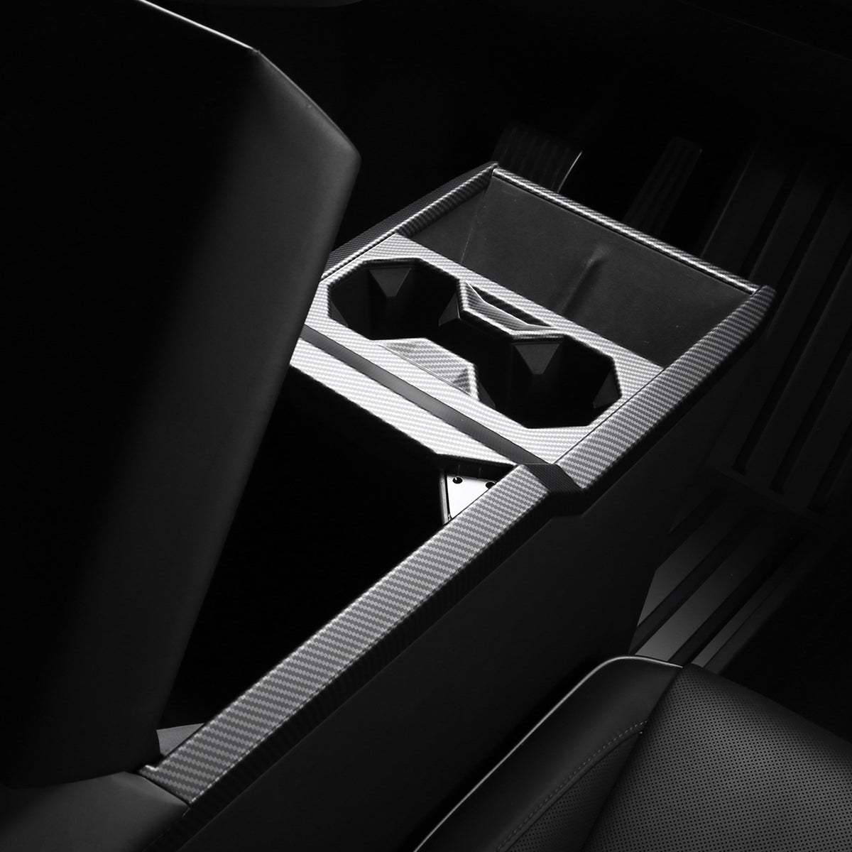 Center Console Cup Holder Panel Trim Cover (Carbon Fiber Pattern ABS) for Cybertruck - T-Launch
