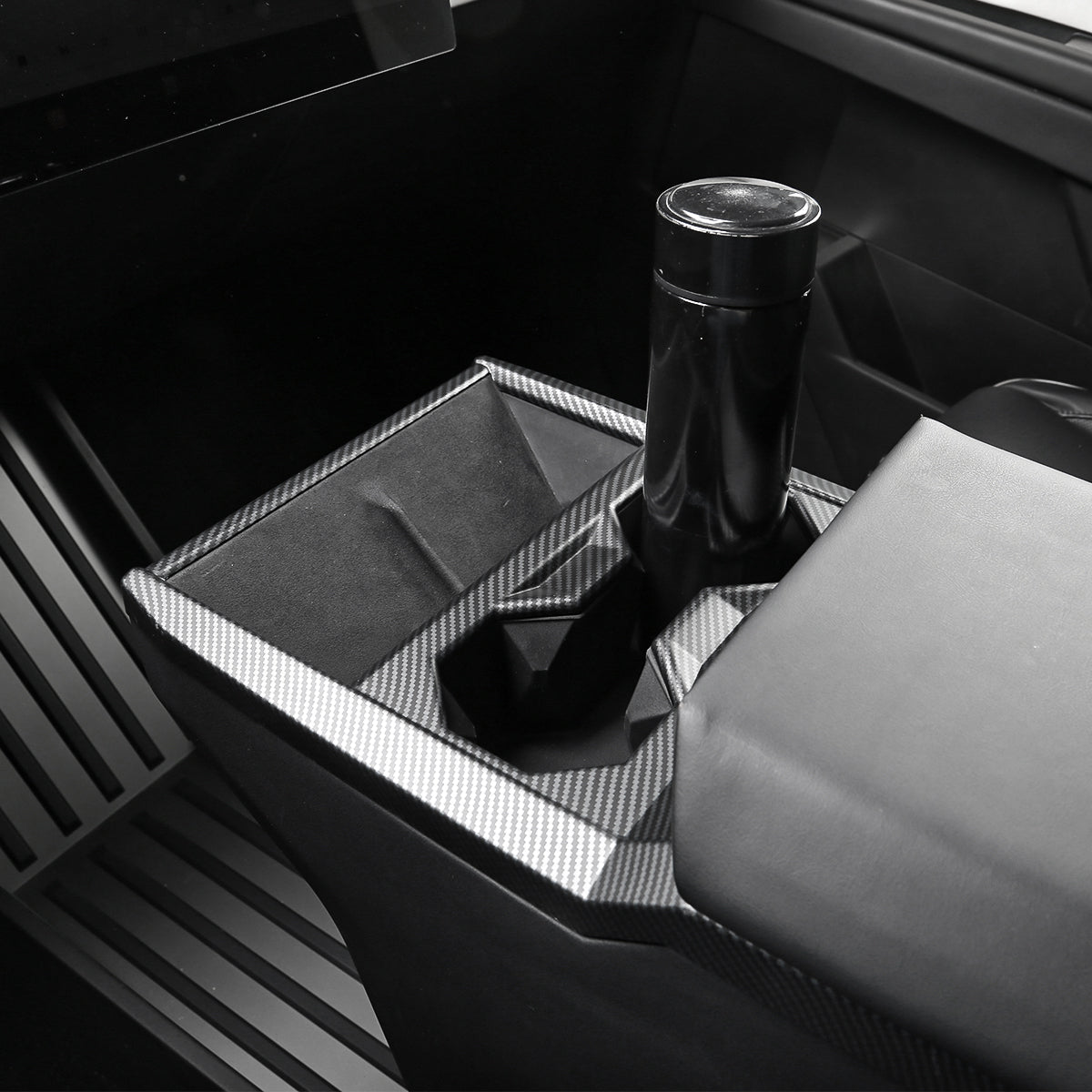 Center Console Cup Holder Panel Trim Cover (Carbon Fiber Pattern ABS) for Cybertruck - T-Launch