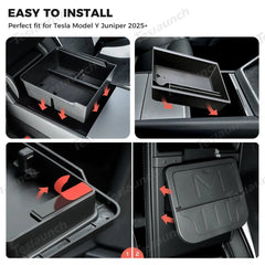 Center Console Organizer and Armrest Box for Tesla Model Y Juniper 2025+ - T-Launch