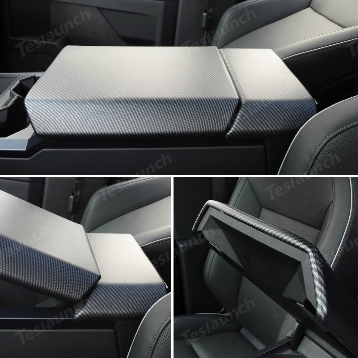 Center Control Armrest Covers (Carbon Fiber Pattern ABS) for Cybertruck (2 PCS) - T-Launch