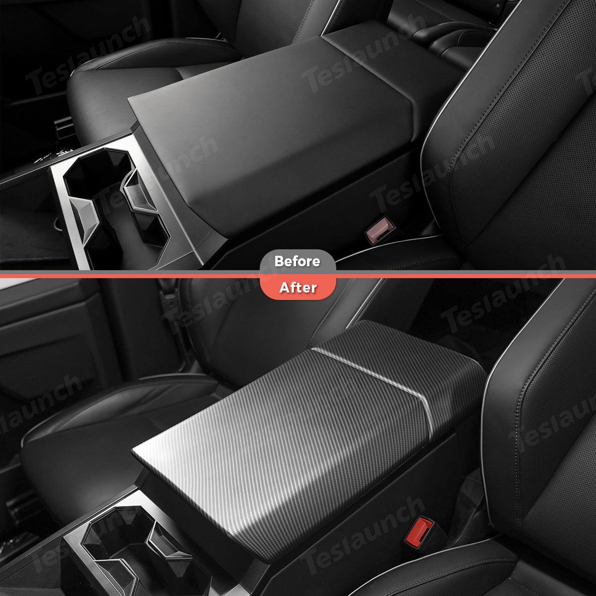 Center Control Armrest Covers (Carbon Fiber Pattern ABS) for Cybertruck (2 PCS) - T-Launch
