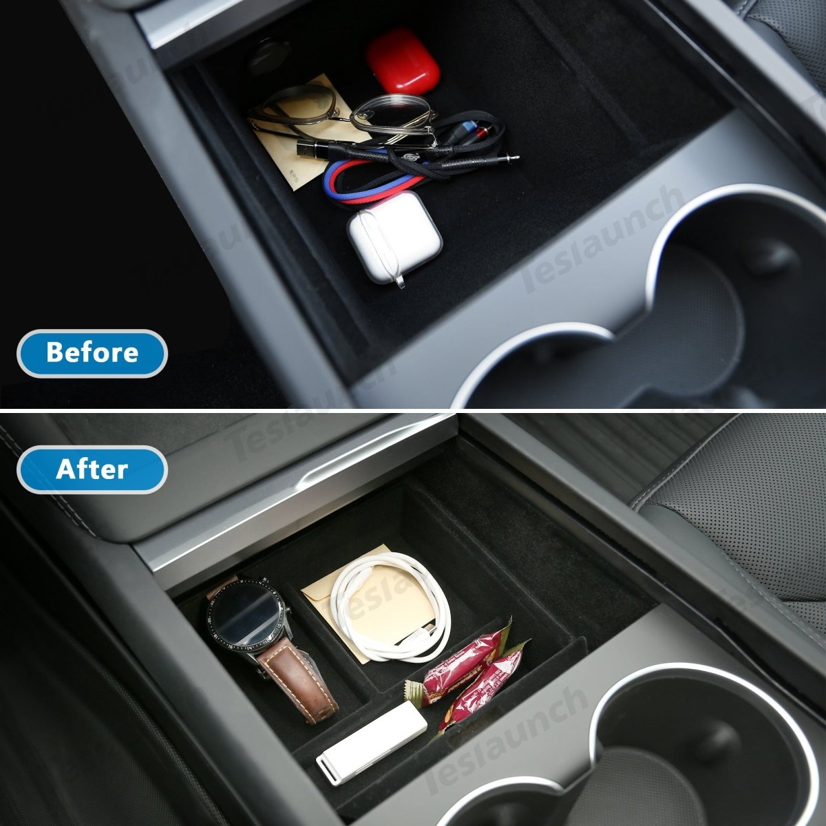 Center Front Storage Box for Tesla Model Y Juniper 2025+ - T-Launch