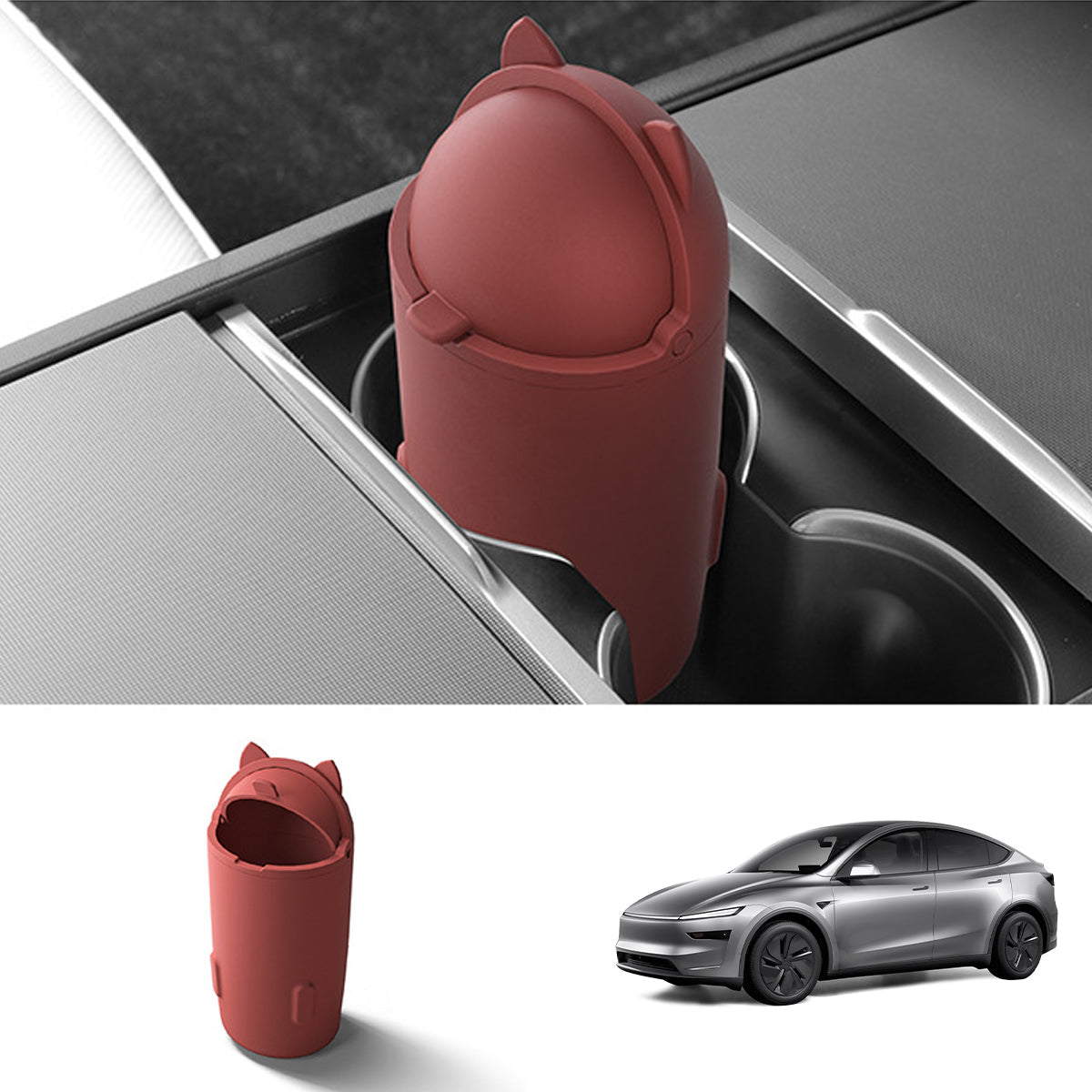 Central Control Silicone Trash Can For Tesla Model Y Juniper 2025+ - T-Launch