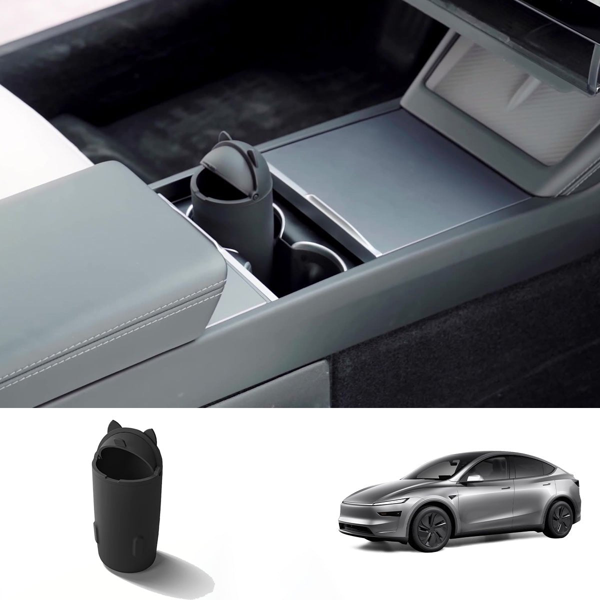 Central Control Silicone Trash Can For Tesla Model Y Juniper 2025+ - T-Launch