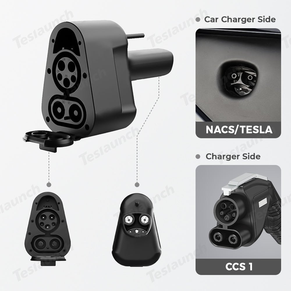 Cybertruck CCS1 x J1772 to Tesla(NACS) Fast Charging Adapter for Tesla Model 3/Y/S/X/Cybertruck - T-Launch