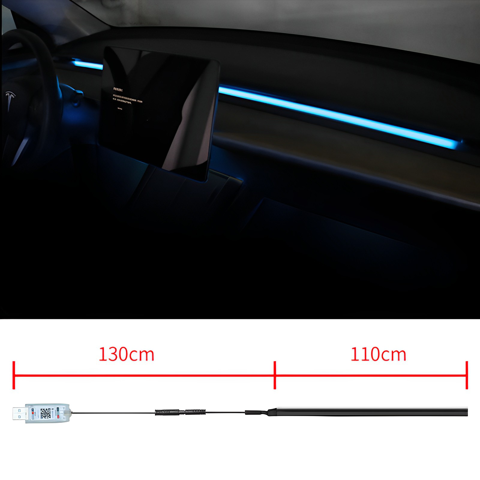 2023 Neue Armaturenbrett-Lichtleisten für Tesla Model 3/Y, ferngesteuerte  RGB-Innenraumbeleuchtung