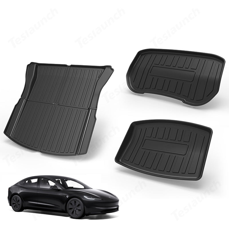 2024 Model 3 podlahové rohože Highland do každého počasí Kompletní sada rohože do kufru Cargo Mat Frunk Cargo Liner pro Tesla