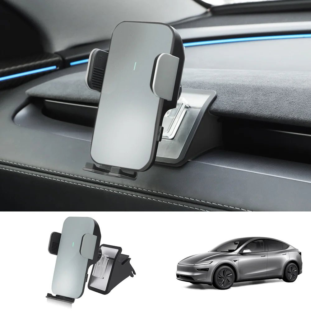 Dashboard Phone Holder with Solar Auto Clamp for Tesla Model Y Juniper 2025+ - T-Launch