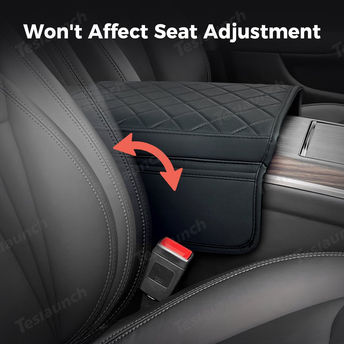 Diamond-Pattern Leather Center Armrest Cover with Pockets for Tesla Model S/X 2021+ - T-Launch