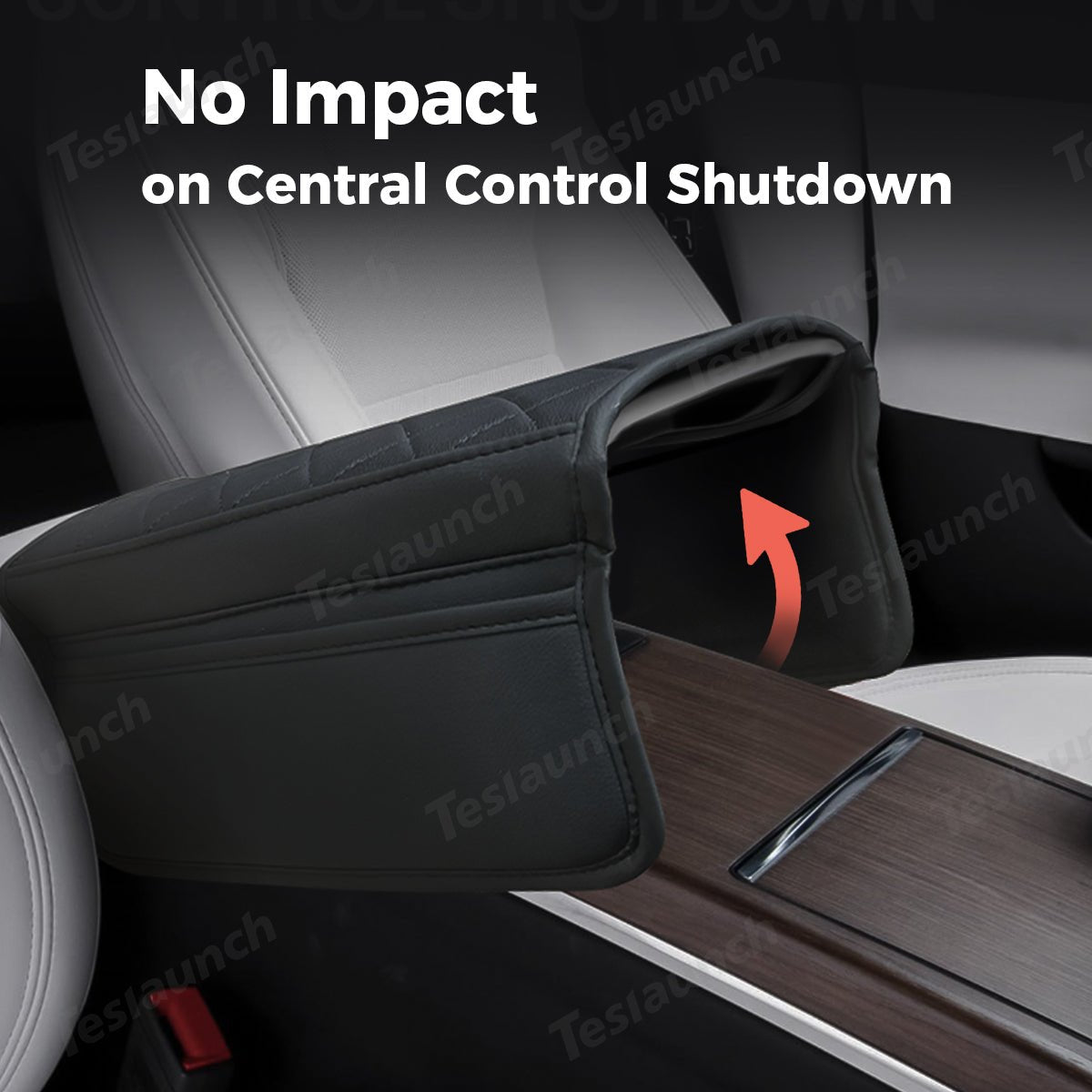 Diamond-Pattern Leather Center Armrest Cover with Pockets for Tesla Model S/X 2021+ - T-Launch