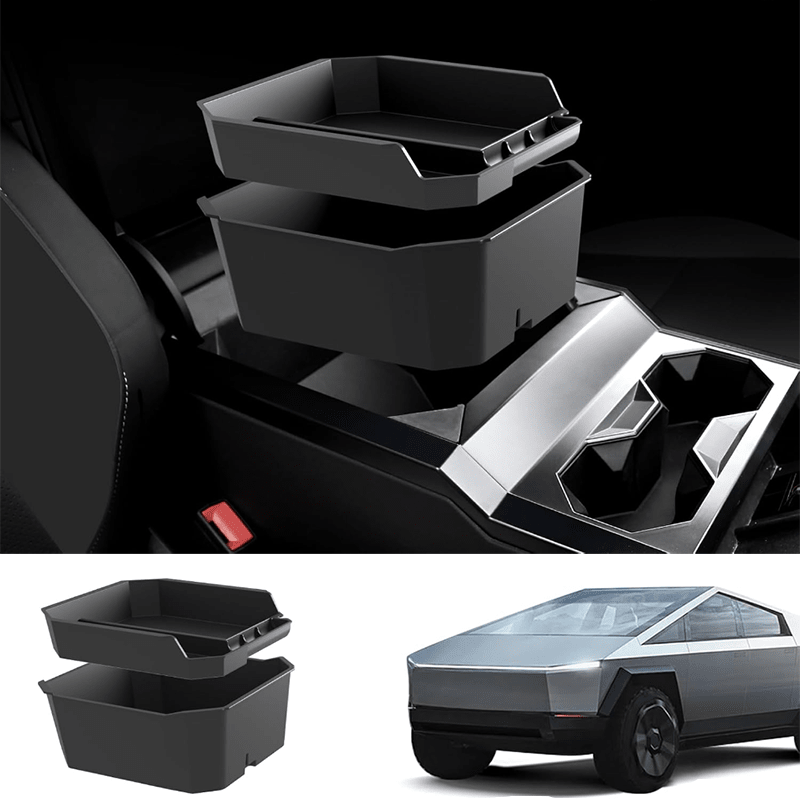 Double Layer Center Console Organizer Armrest Storage Box for Cybertruck - T-Launch