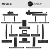 Tesla Hiilikuitu sisustus Wrap Kit tarra varten Model X (2015&ndash;2020)