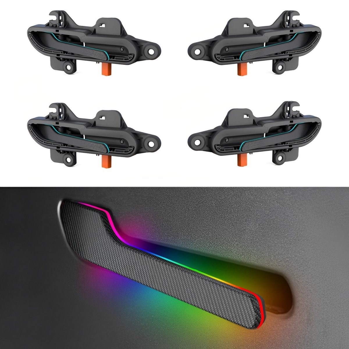 Electric Door Handle for Tesla Model 3/Y - Automatic Pop Up, RGB Light Strip (4 Pcs) - T-Launch