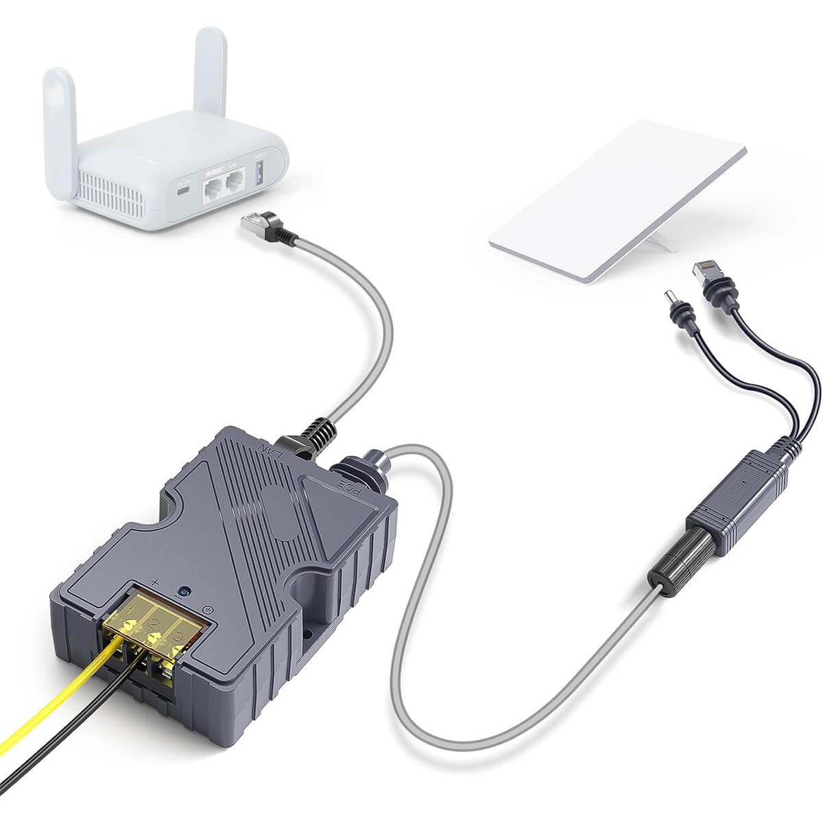 Ethernet Splitter & PoE Injector for Starlink Mini – Power & Data via One RJ45 Cable - T-Launch
