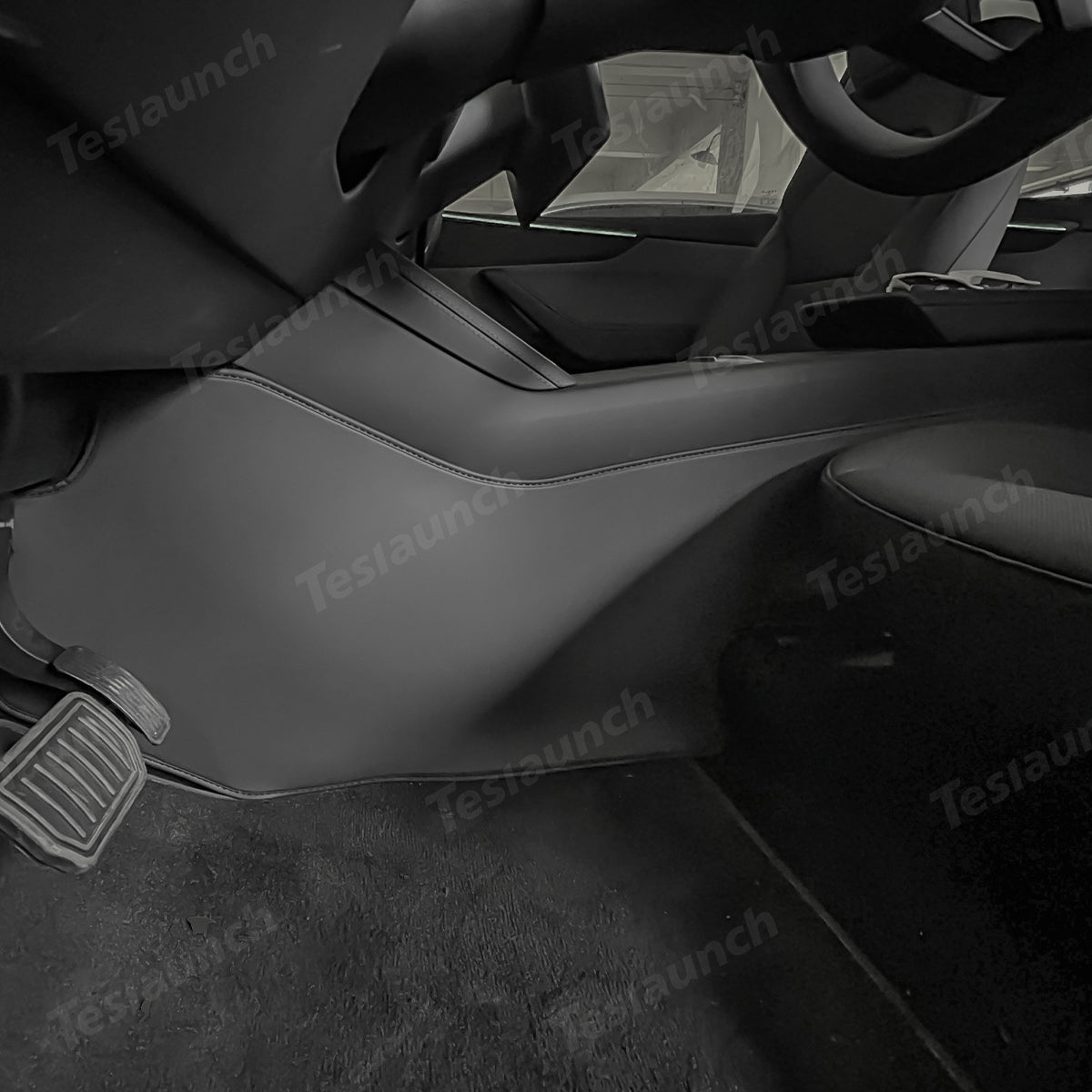 Extended-Length Center Console Side Kick Protection Pads -2-Piece Napa Leather Set for Tesla Model Y Juniper 2025+ - T-Launch