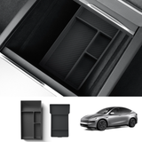 Silicone Center Console & Armrest Lower Storage Tray for Tesla Model Y Juniper 2025+