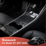 [Real Carbon Fiber] Model 3/Y middenconsole overlays, decoratieve wikkelhoes (Gen. 1) (2017-2020)