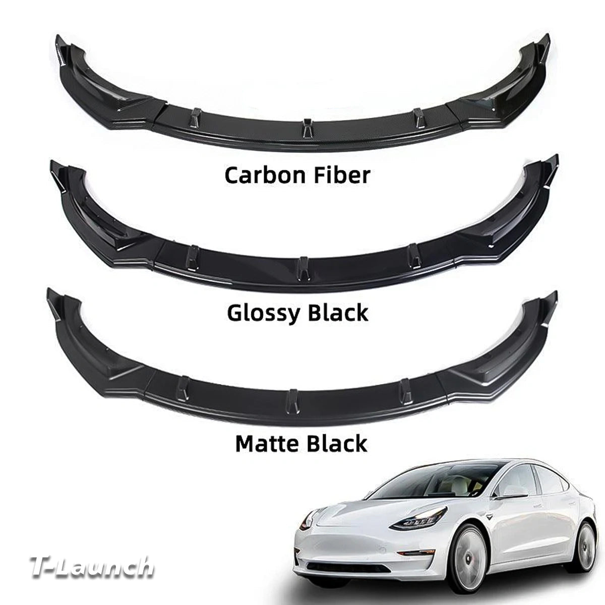 Front Bumper Lip Kit For Tesla Model 3 (2017-2023) - T-Launch