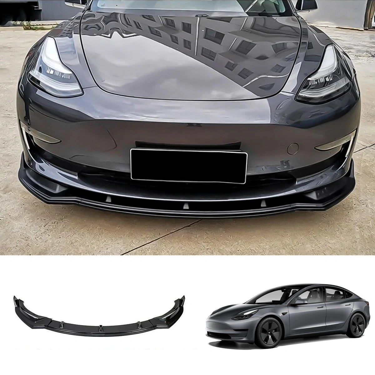 Front Bumper Lip Kit For Tesla Model 3 (2017-2023) - T-Launch
