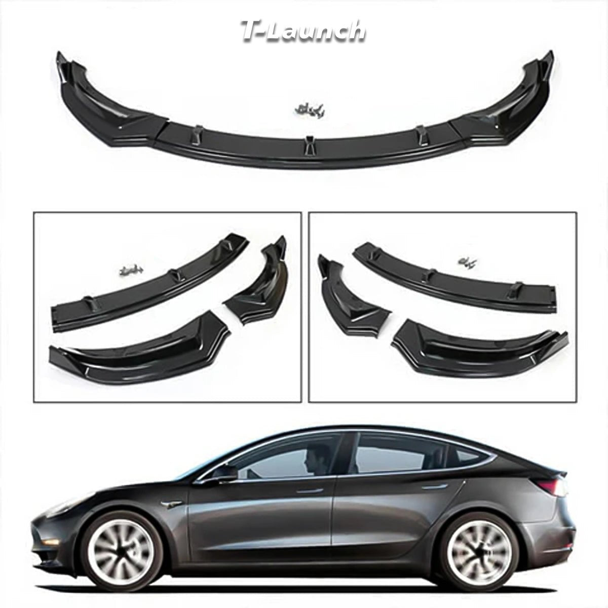 Front Bumper Lip Kit For Tesla Model 3 (2017-2023) - T-Launch