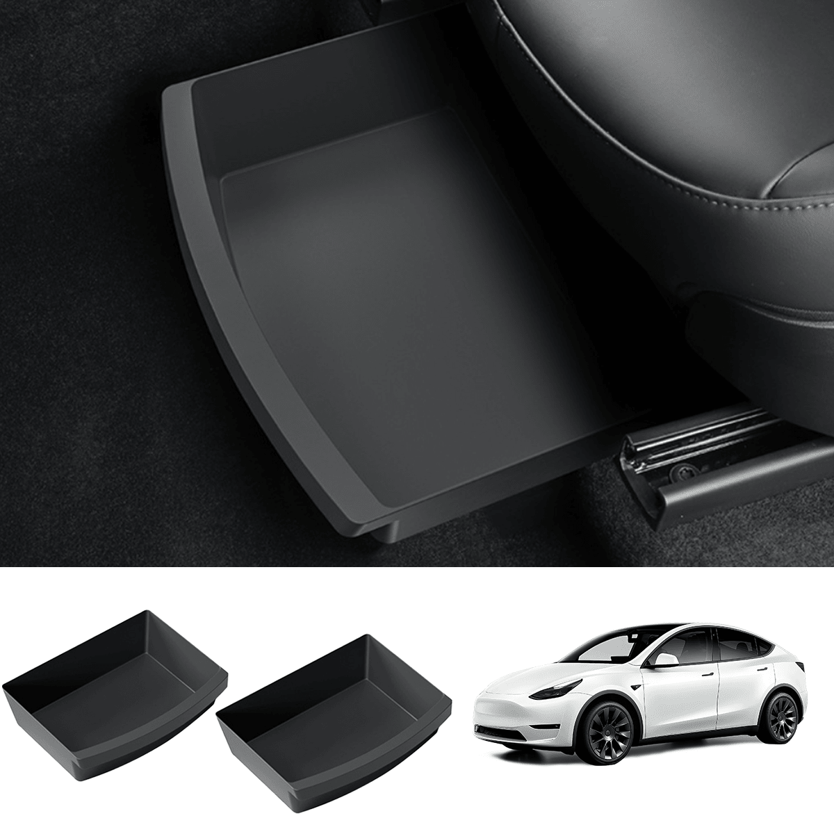 Front Row Under Seat Storage Box for Tesla Model Y 2021+ - T-Launch