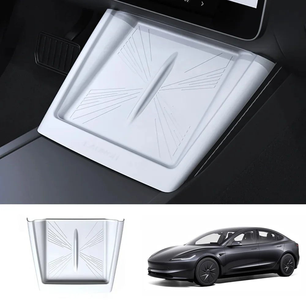 Full-Cover Non-Slip Silicone Wireless Charging Area Mat for Tesla Model 3 Highland Standard 2025+ - T-Launch