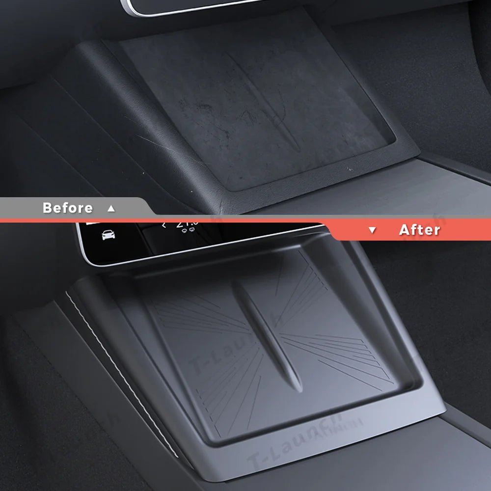 Full-Cover Non-Slip Silicone Wireless Charging Area Mat for Tesla Model 3 Highland Standard 2025+ - T-Launch