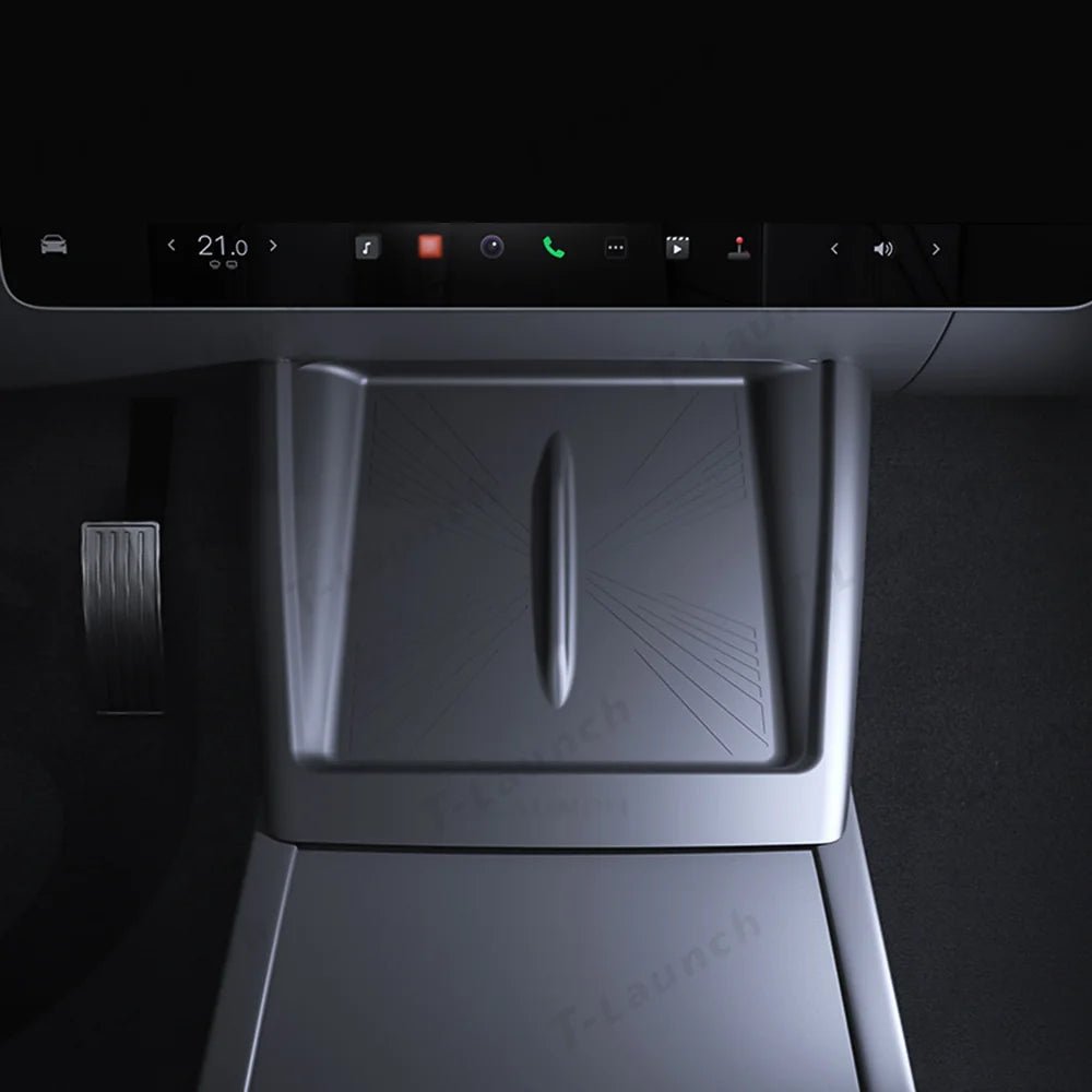 Full-Cover Non-Slip Silicone Wireless Charging Area Mat for Tesla Model 3 Highland Standard 2025+ - T-Launch