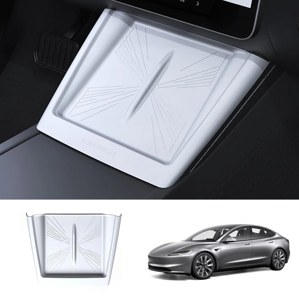 Full-Cover Non-Slip Silicone Wireless Charging Area Mat for Tesla Model Y Juniper 2025+ / Model 3 Highland 2024+ - T-Launch