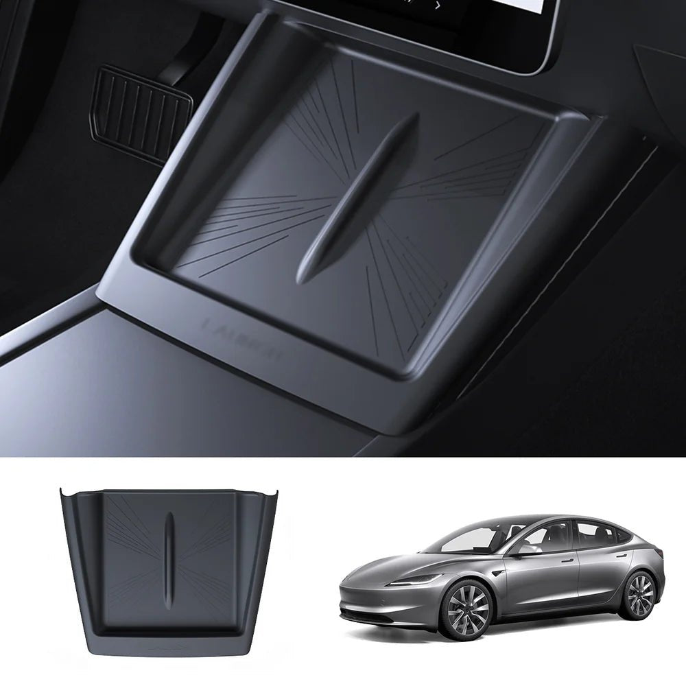 Full-Cover Non-Slip Silicone Wireless Charging Area Mat for Tesla Model Y Juniper 2025+ / Model 3 Highland 2024+ - T-Launch