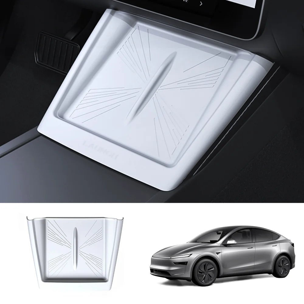 Full-Cover Non-Slip Silicone Wireless Charging Area Mat for Tesla Model Y Juniper 2025+ / Model 3 Highland 2024+ - T-Launch
