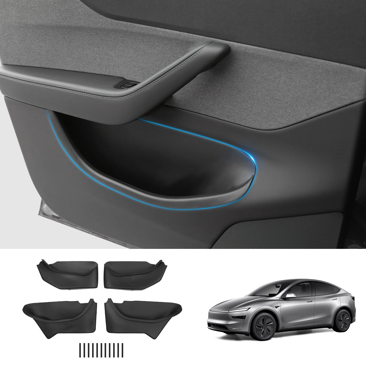 Full-Coverage Door Storage Organizer – Waterproof & Dirt-Resistant for Tesla Model Y Juniper 2025+ - T-Launch