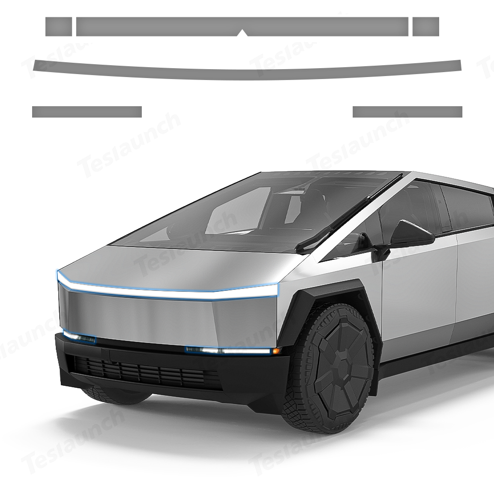 Front Light Bar & Taillight DIY Black Vinyl Wrap Kit for Tesla Cybertruck